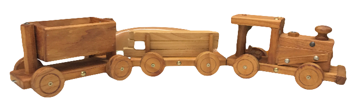WOODEN TRAIN AND CARRIAGES