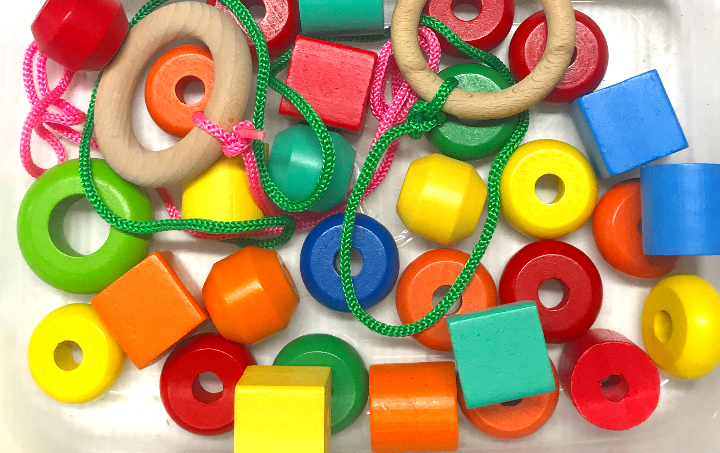 Wooden lacing shapes set