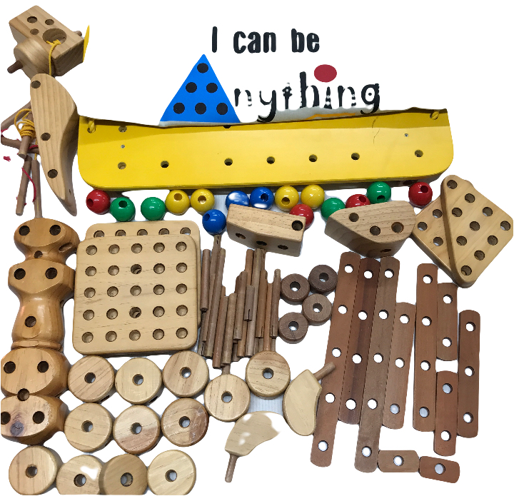 Humdinger Wooden construction set with yellow stand